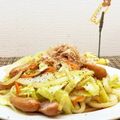 horseland's cooksnap of when they made 簡単☆焼きうどん　魚肉ソーセージでね♪.