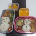 碧きりん's cooksnap of when they made クリスマス キャラ弁♡雪だるまサンタさん.