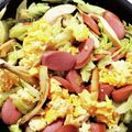 ☆アンシェル☆'s cooksnap of when they made エリンギキャベツソーセージ卵甘辛炒め.