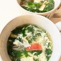 みなとのまんま's cooksnap of when they made 春菊が美味しい♪カニカマ入りかき玉汁.