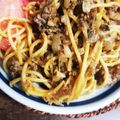 ふか谷's cooksnap of when they made ハンバーグをリメイク！ボロネーゼ風パスタ.