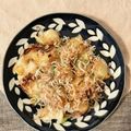 caruga's cooksnap of when they made おかか醤油がたまらない♪簡単ネギ餅♪.