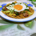KBBキッチン☆'s cooksnap of when they made 我が家の月見焼きそば(*^m^*).