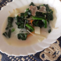 森くまママ's cooksnap of when they made 簡単♪ほうれん草とベーコンの豆乳スープ.
