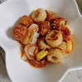 yukarin222's cooksnap of when they made 焼きちくわと長ねぎのヤンニョム和え.