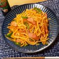 yuk1yukiki's cooksnap of when they made 市販のソフト麺で喫茶店のナポリタン.