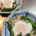 ☆maripei☆'s cooksnap of when they made 朝食に★ほうれん草とベーコンの巣ごもり卵.