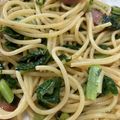 なつきよう's cooksnap of when they made ウマ！大根の葉とベーコンの和風パスタ♪.