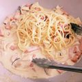 ここやまあゆ's cooksnap of when they made ベーコンの豆乳クリームスープパスタ.