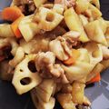 ひろろ★゛'s cooksnap of when they made 15分!!鶏ももと大根蓮根甘辛炒め.