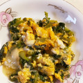 さちぶた♪'s cooksnap of when they made 大根葉のごま油炒めのふんわ〜り卵とじ♪.