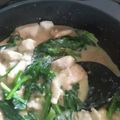 ぴょん大吉's cooksnap of when they made 鶏胸肉一枚！とほうれん草の味噌クリーム煮.