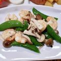 ポニーリボン's cooksnap of when they made えびとスナップエンドウのニンニク炒め.