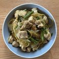 ぎょうざ好きうめりー's cooksnap of when they made ささみと大葉のニンニク醤油パスタ.