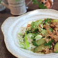 ☆＊お家グルメ工房＊☆'s cooksnap of when they made 胡瓜と挽き肉の味噌炒め(^^).
