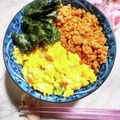 STimeBlues's cooksnap of when they made ネギ入り炒り卵で彩り♪そぼろ丼.