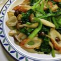 orangepeal's cooksnap of when they made 小松菜、竹輪、しめじのニンニク炒め.