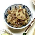 にきけん's cooksnap of when they made ご飯が進む～♪蓮根とひき肉のきんぴら.