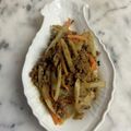 ナピト's cooksnap of when they made 挽肉入り人参とごぼうのクミンきんぴら.