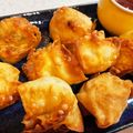 MizuhoBank's cooksnap of when they made はんぺんと海老のワンタン包み揚げ.