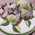 ponnko's cooksnap of when they made 枝豆、塩昆布(昆布の佃煮)のおにぎり.