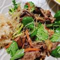 くまりょん's cooksnap of when they made 三つ葉牛肉炒め♪簡単癌で食欲のない時に.