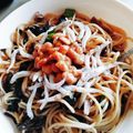 Gatinita's cooksnap of when they made 高菜ときのこ、しらす、納豆の和風パスタ.