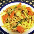 龍青空ママ's cooksnap of when they made 野菜たっぷりキムチ焼きうどん.