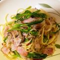 にこふわわ's cooksnap of when they made 菜の花とベーコンのペペロンチーノ風パスタ.