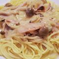 kaori238's cooksnap of when they made ベーコンとしめじのクリームパスタ　.