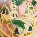 ゆぅぽんmama's cooksnap of when they made 簡単ほうれん草とウインナーのパスタ.