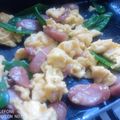 naocolin's cooksnap of when they made 絹さやとベーコン(ウインナー)の卵炒め.