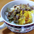 すうがん's cooksnap of when they made 挽き肉とたまねぎとたまごで丼！！！.