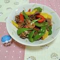 みかかめ's cooksnap of when they made 香り引き立つ牛肉パプリカのオイスター炒め.