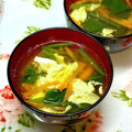 にきけん's cooksnap of when they made 簡単♬ほうれん草・にんじん・卵のお吸い物.
