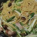 あおい's cooksnap of when they made きのこ、ベーコン、水菜の和風パスタ.