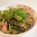 ちぃかま☆'s cooksnap of when they made 簡単！ベーコンと水菜のカフェ風パスタ♡.