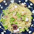 さちへ♪'s cooksnap of when they made ピリ辛！たこと枝豆のガーリックパスタ.