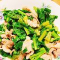 ふわりんぽよりん♪'s cooksnap of when they made カラシ菜／わさび菜と豚バラ肉のサッと煮.