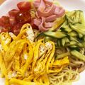 ママメイン！時々子供's cooksnap of when they made 冷やし中華に。くっつかないハムの切り方.