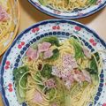 2児ママみきてぃ's cooksnap of when they made ロメインレタスとベーコンのパスタ.