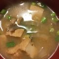 かずくん☆'s cooksnap of when they made 基本！白菜、きのこ、油揚げのお味噌汁.