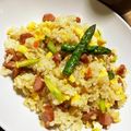 ★ゴンぎつね★'s cooksnap of when they made アスパラとベーコンのバター風味チャーハン.