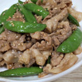 よっクマごん's cooksnap of when they made 豚とスナップエンドウのオイマヨ炒め☪ฺ.