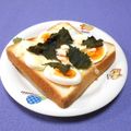＠迷子＠'s cooksnap of when they made ゆで卵と大葉のピザトースト.