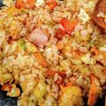 pyonpoco's cooksnap of when they made あまった唐揚げで中華おこわ味チャーハン⁉.