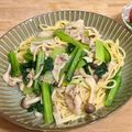 sachi1109★'s cooksnap of when they made 豚肉と小松菜の和風バター醤油パスタ.