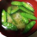 純子50Plus's cooksnap of when they made 簡単絹さやのお味噌汁.