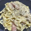 るきべる's cooksnap of when they made きのことベーコンの醤油風味クリームパスタ.