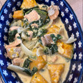 素人ごはん's cooksnap of when they made 鮭と南瓜の豆乳煮。.